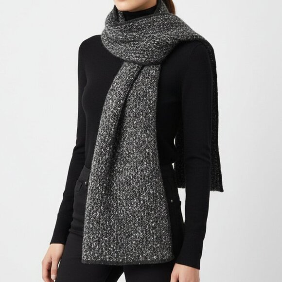 Parkhurst Accessories - Vintage Parkhurst Angora and Mohair Blend Black and Gray Natural Wool Knit Scarf